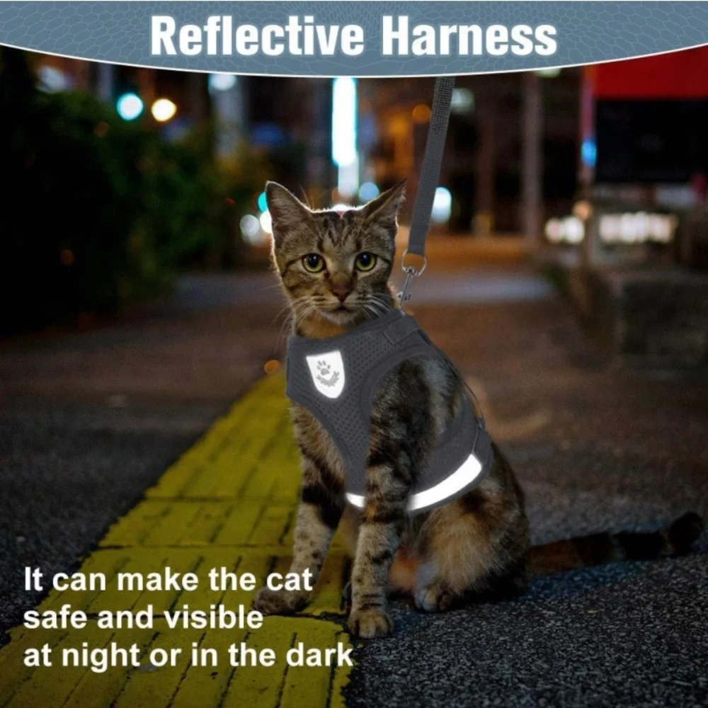 Gray Reflective Cat No Escape Harness